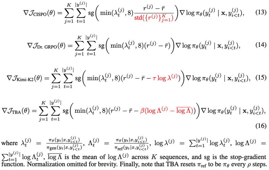 bartoldson's tweet photo. @saurabh_shah2 @ar0cket1 @joeyxhong @parth_29 At least some settings (model-data combinations) benefit from IS on top of this kind of regression objective, but in others IS isn't needed. 

(IIUC, the TBA objective below matches CORO when you set the reference to be the inference policy and drop IS).

https://t.co/gSImv0TZsq https://t.co/jcJR7kwqSQ