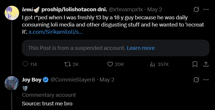 Eclsype's tweet photo. @Kintrite1 @SeaofCheaters @LakeOwanjila @MrZombie0btt careful. these sickos may ask you to prove it cause they can't fathom when their sick fetish actually affects real life. https://t.co/dZ4r6G7Pnd