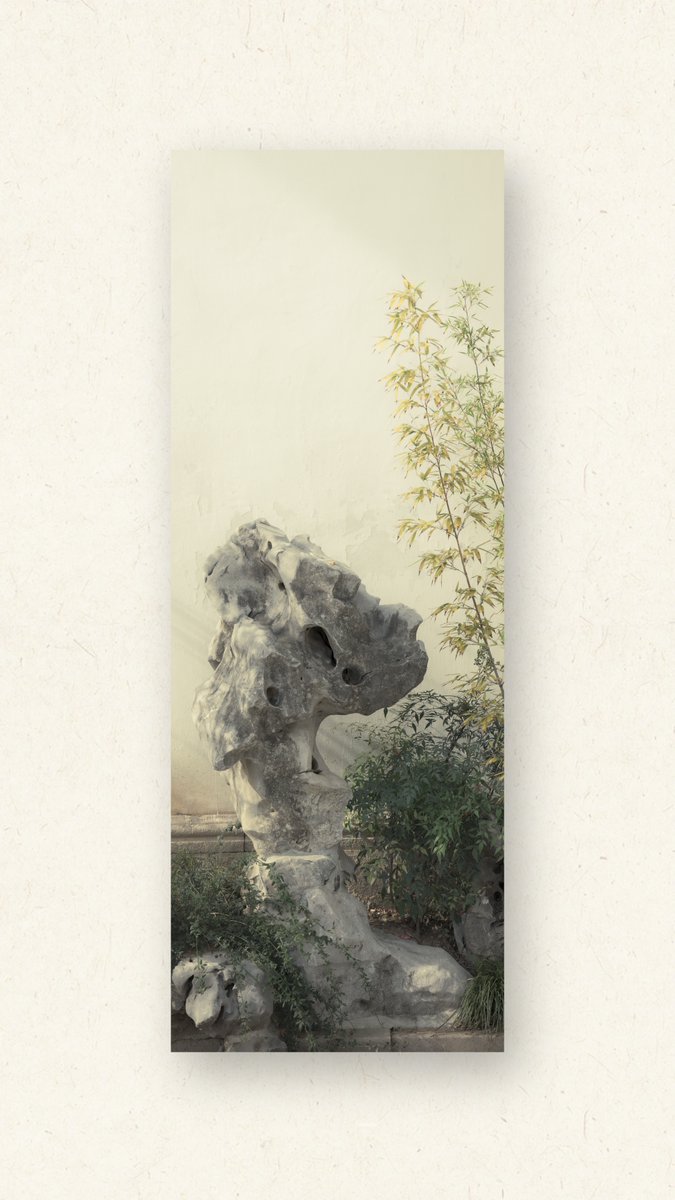 Hasselblad's tweet photo. A quiet landscape, unfolding like an ink painting.

With XPan mode used vertically, slender bamboo, sculptural garden stones, and rippling reflections come together in a continuous composition, with space to breathe.

Soft tones and subtle contrasts evoke the understated beauty of traditional ink painting.

📸 X2D II 100C & XCD 35–100E

#Hasselblad #X2DII100C #XPanMode #FineArtPhotography #LandscapePhotography #GardenPhotography #MediumFormat