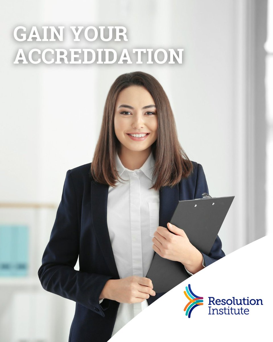 ResolutionInst's tweet photo. Accreditation is an indicator of excellence and a recognition of one’s skills to practice.

Resolution Institute’s accreditation pathways can support your journey.

Our accreditation pathways | https://t.co/0UuGdevYse 

Become a member | https://t.co/0Eza5nCZ8M https://t.co/IcHlxuNuPb