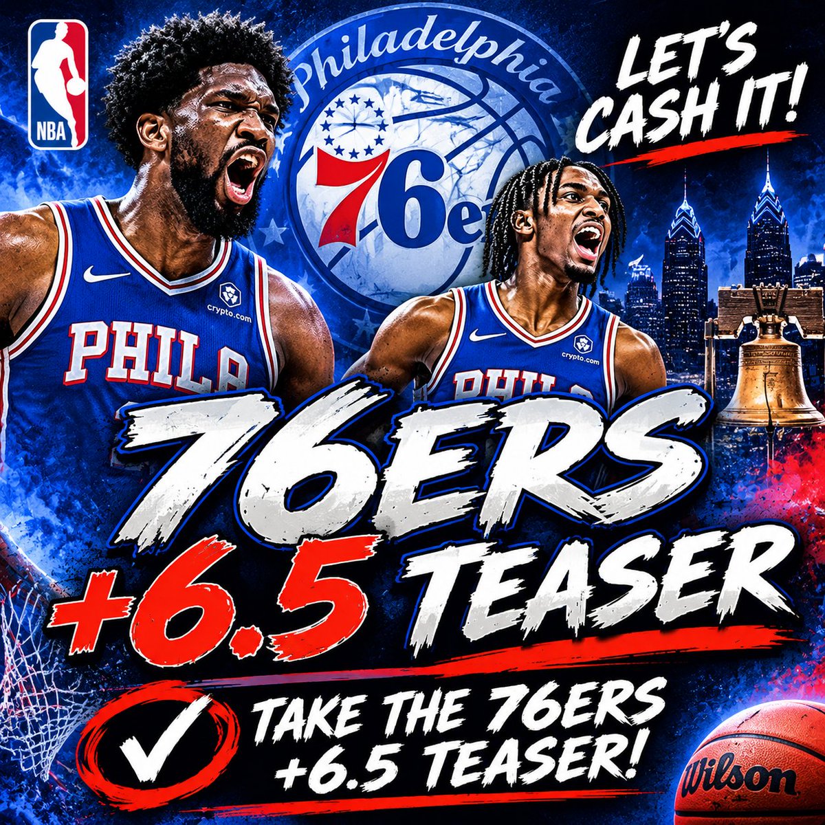Gridiron6iX's tweet photo. 🚨🏀 TONIGHT'S NBA TEASER PLAY! 🔒
🔵🔴 PHILADELPHIA 76ERS +6.5 🔴🔵
💰 Give me those extra points! We're riding with Philly in tonight's teaser!
Who's tailing this play? 👀🔥
Drop a 🏀 if you're riding with the Sixers!
#Sixers #NBA #SportsBetting #NBAPicks #BettingPicks https://t.co/04zWzgymQG