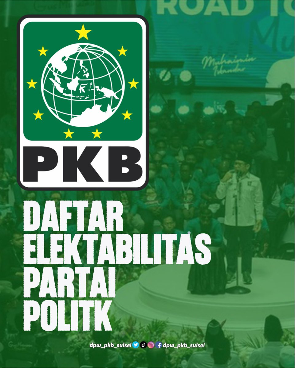 dpwpkbsulsel's tweet photo. Lembaga Survei Poltracking Indonesia mencatat bahwa Elektabilitas PKB tetap di Posisi empat besar
#dpppkb #gusmuhaimin #azhararsyad https://t.co/w8K9dU1QFk