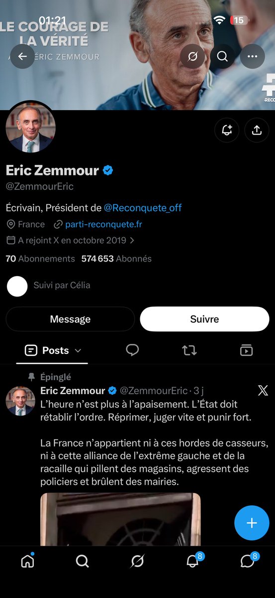 Khaady5's tweet photo. Je pensais avoir des mutus de confiance jusqu’à ce que j’aille sur la page de Zemmour 😔 #decu #ByeCelia #ReveilleToi https://t.co/wA6QufIenk