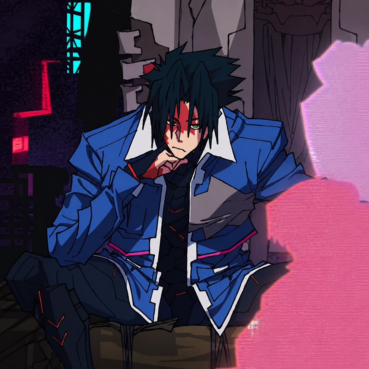 __fireforce's tweet photo. his design is so badass. giving that sasuke look https://t.co/Vu3W1wXY7o