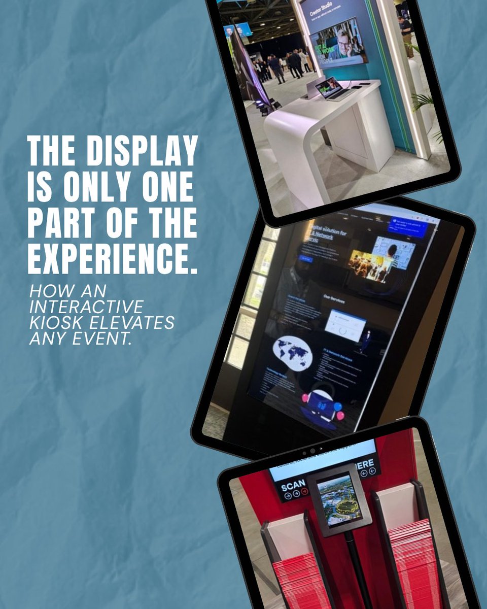 desystems's tweet photo. An interactive kiosk is more than a screen on a stand.

The intended purpose, physical placement, system configuration and onsite support all affect how useful a kiosk will be during an event.

Learn more at https://t.co/6VvFyiMUdl. https://t.co/dkW9Mx3wv2