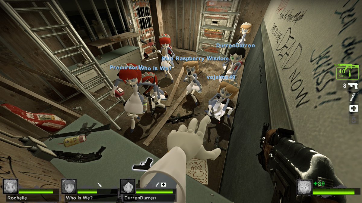 JumboGNandroids's tweet photo. Had a big (nearly) 8 player co-op game with friends, using the Left 4 Dead Nandroid mod! Look at all them tough nannies saving the day! #emmytherobot #nandroid

You can download it through steam, just search nandroid (duh) https://t.co/nz9bRFZZRY