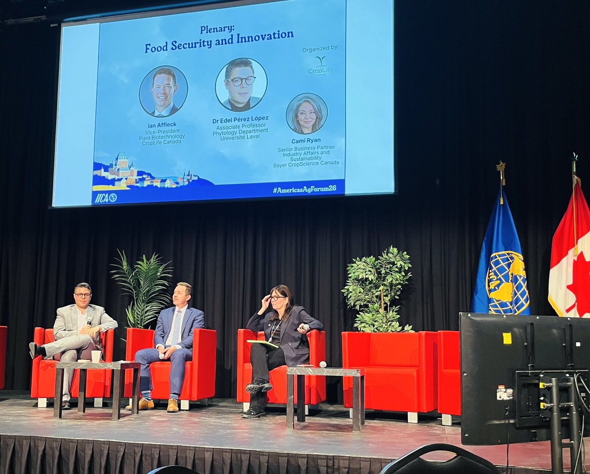 Edel_PLopez's tweet photo. Had a great time sharing ideas (but mostly learning!) about how we can move innovation from the lab to the table! 🌱🔬🍽️

A real challenge for those of us up in the ivory tower (just kidding, I haven’t made it up there yet! 😅).

A huge thank you to @CamiDRyan for being such an awesome moderator, and to @CropLifeCanada for organizing this fantastic panel and inviting me to be part of the conversation!

Already looking forward to #AmericasAgForum27! 🚀

#AmericasAgForum26