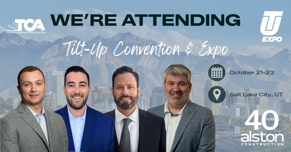 alstonconstruct's tweet photo. Our team will be in attendance at the Tilt-Up Concrete Association Convention and Expo in Salt Lake City this week! Alston Construction is proud to be a sponsor of the Tilt Expo Eve event tonight at the historic Union Pacific Train Station. #TCAExpo #Sponsor https://t.co/4CHvhPtSPC