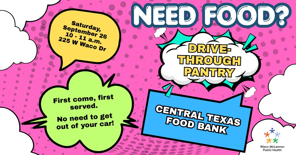 wacohealthdept's tweet photo. #CentralTXFoodBank &amp; #WMPublicHealth are here to help with groceries on Saturday, October 24, from 10 -11 a.m. at 225 W Waco Dr. No need to get out of your car to pick up fresh food for you and your family! Together, we're working to feed our community with compassion. #Community https://t.co/Ox9cNTNV3X