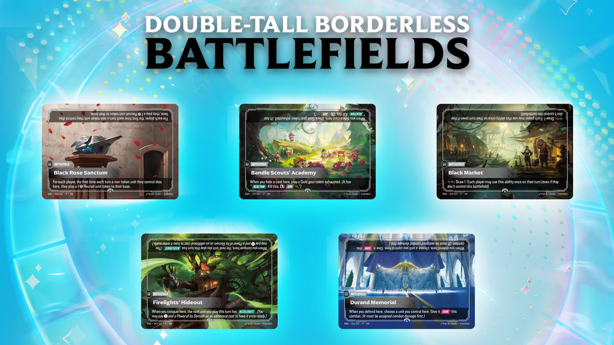 riftboundop's tweet photo. The Prize Wall at the European Regional Championship just keeps getting better, with some beautiful borderless Battlefields!
Which one are you looking to pick up? #RCEU https://t.co/Rg9pd1muOh