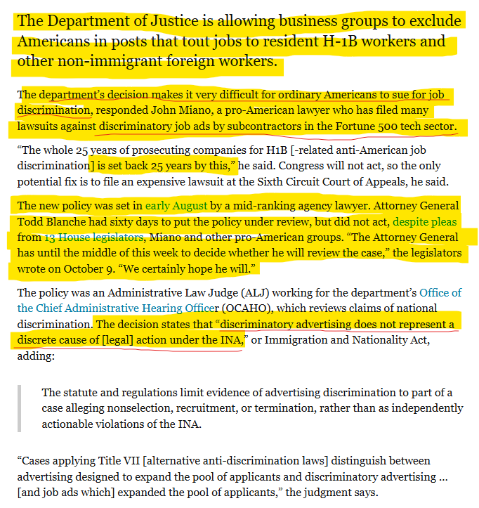 ChillMode2345's tweet photo. 'H1B/H4-EAD ONLY' job advertisements are legal, according to DOJ @AGToddBlanche. 
This country is done! Your own government creates all the loopholes to deny jobs to Americans. 
https://t.co/06MrK4cFSP https://t.co/pSQN2ez2Dr