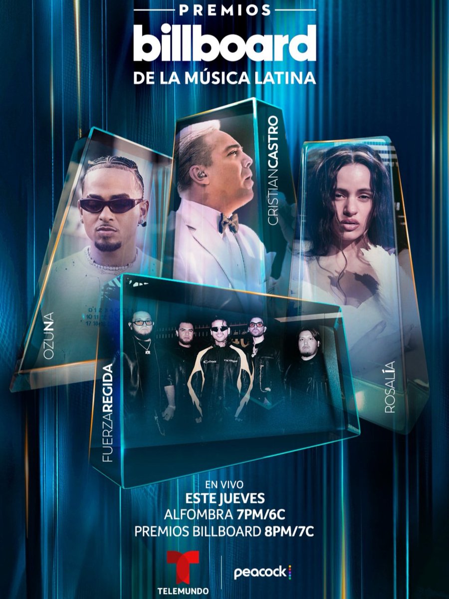 TelemundoKC's tweet photo. Grandes estrellas de la música latina se reúnen en una noche para hacer historia en #PremiosBillboard2026 ✨🎶

¡En vivo este jueves 22 de octubre! 👉🏼 La fiesta comienza en la alfombra a las 6pm y luego los #PremiosBillboard2026 a las 7pm por Telemundo Kansas City https://t.co/x6fSMUjSVH