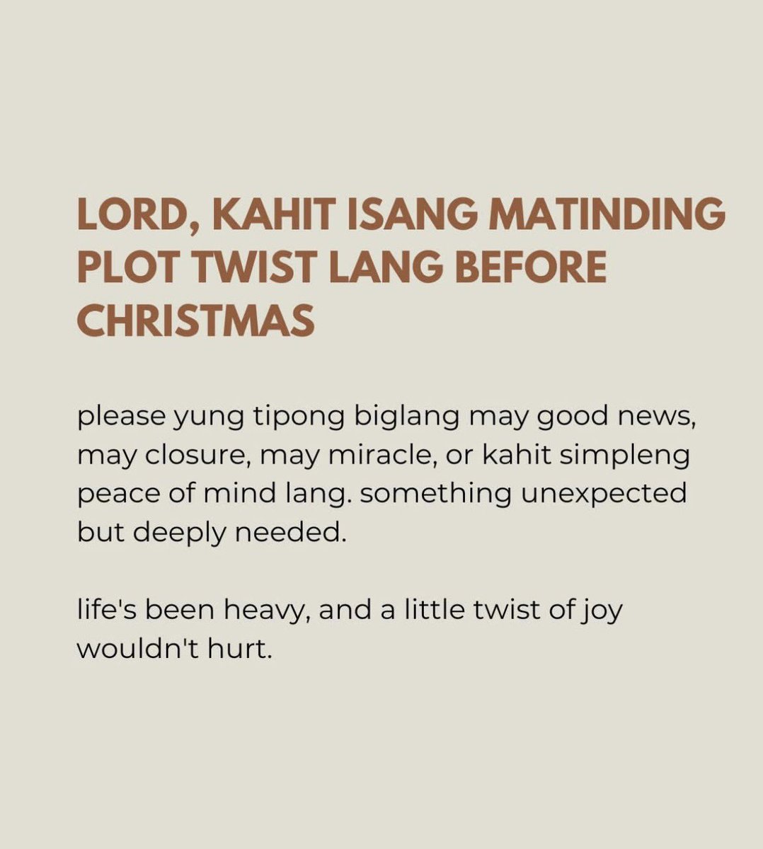 rvinjayx_'s tweet photo. Lord, kahit isang matinding plot twist lang before christmas. https://t.co/DA92hZWP0Q