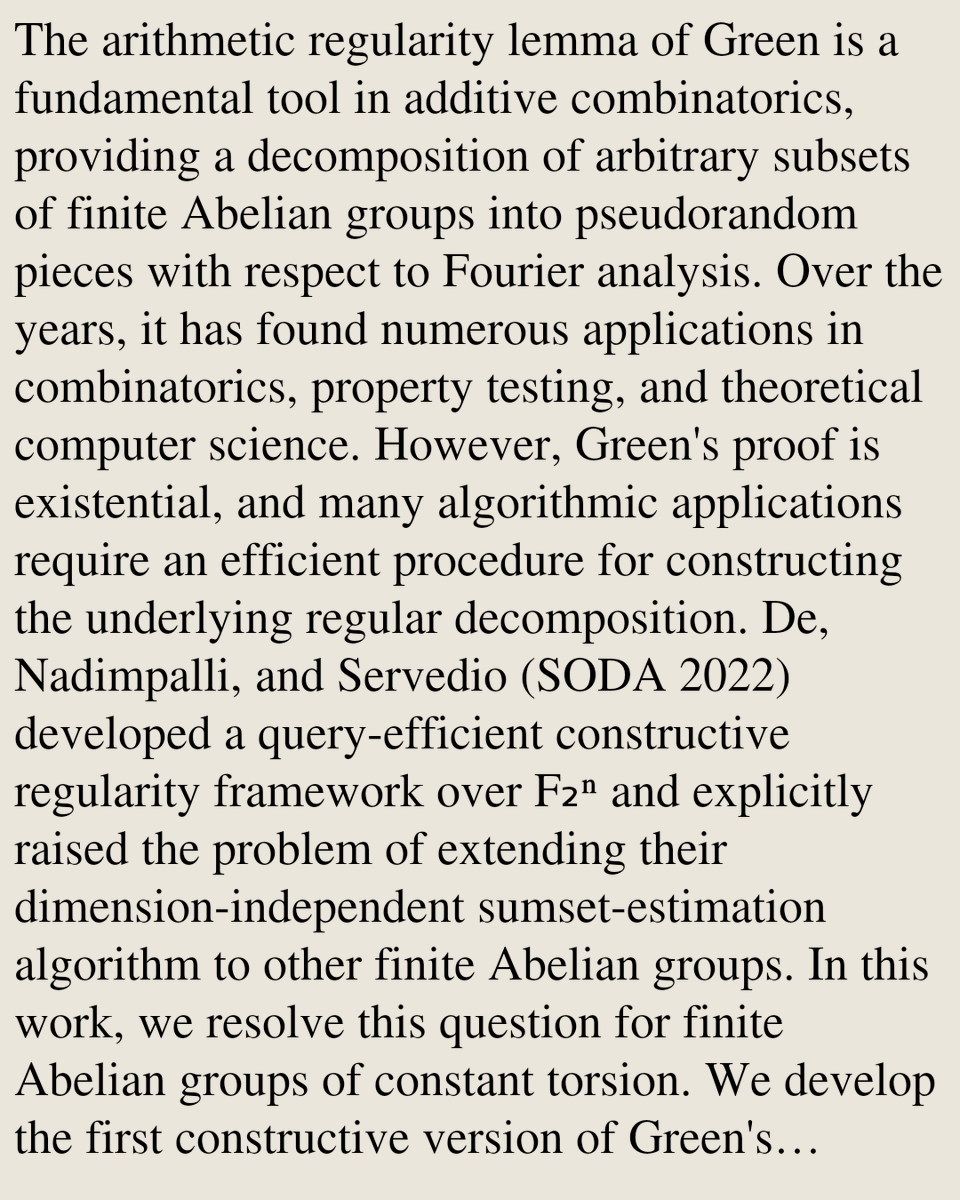 AlgorithmPapers's tweet photo. Constructive Arithmetic Regularity for Abelian Groups

Swarnalipa Datta, Arijit Ghosh, Chandrima Kayal, Manmatha Roy
https://t.co/54HW1EXmcD [𝚌𝚜.𝙳𝚂] https://t.co/PjbypQSjbE