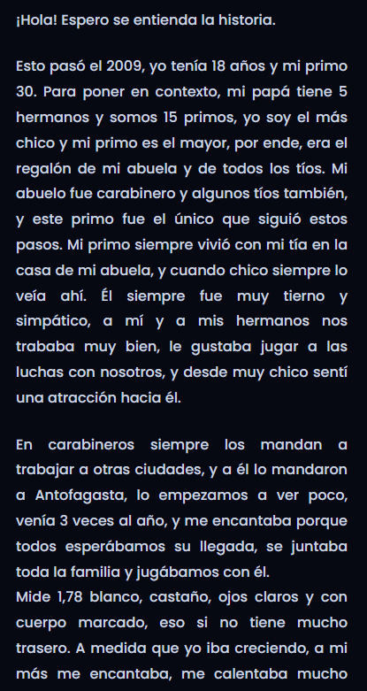 relatos_gay_cl's tweet photo. Mi primo favorito 🍆🔥

𝗥𝗘𝗟𝗔𝗧𝗢 𝗖𝗢𝗠𝗣𝗟𝗘𝗧𝗢: https://t.co/LF8Dd1Q7BG

#relatosgay #gay #pornogay https://t.co/DMlOZfvJT7