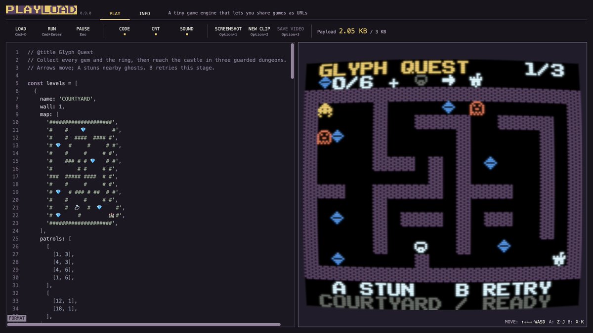 kitao's tweet photo. To celebrate getting my GitHub account back, I have a little gift for you all: Playload, a small game engine with a twist!
GitHubアカウント復活記念に、皆さんにちょっと変わった小さなゲームエンジン「Playload」をプレゼント!
https://t.co/b0ygC3XrQO
#playload #gamedev https://t.co/8cEtn3TBGD