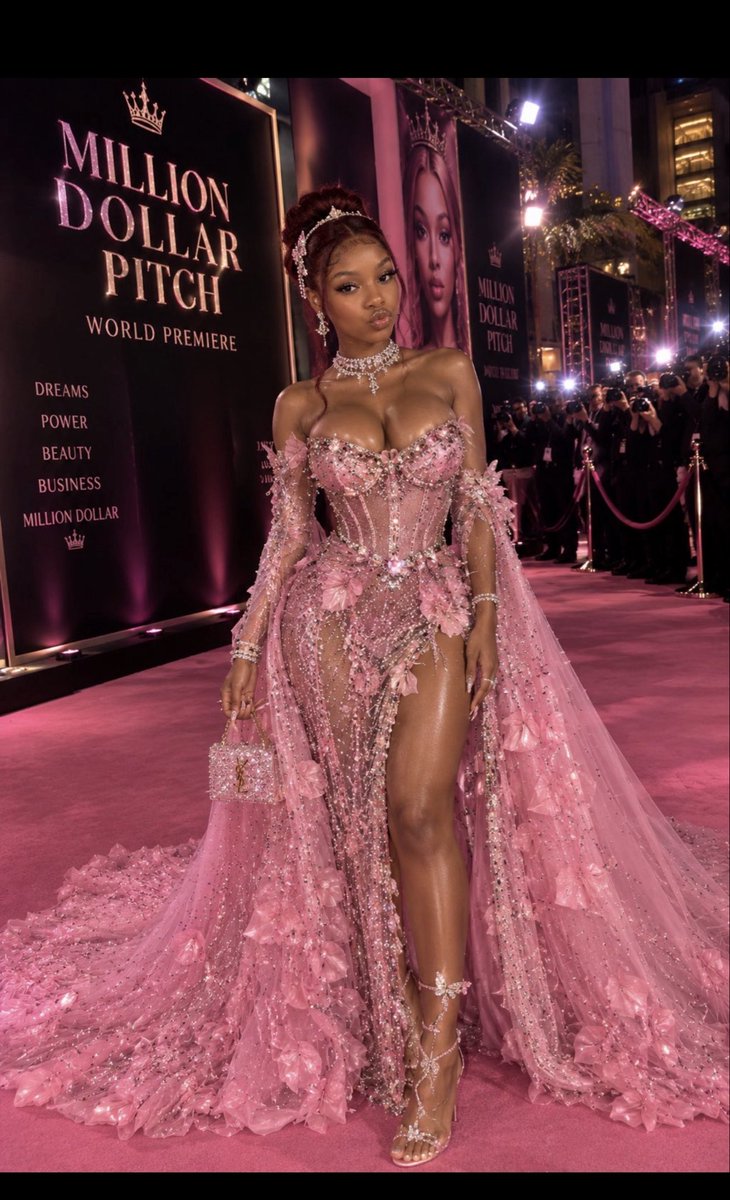 NICKIMINAJ's tweet photo. Ok for our evening gown category there can only be one. I’ll post the poll under this. Number 1: Champagne glass. Number 2: Pink carpet 
Number 3: Money chest 
#MillionDollarPitch #MillionDollarFit https://t.co/SsbYNTfSx8