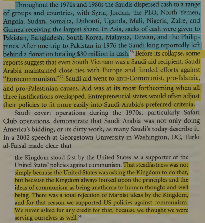 toxictiramisu's tweet photo. The Safari Club was formed to counter Soviet influence in Africa, with Saudi Arabia joining at the CIA's urging. Saudis used a vast network of Islamic charities to spread Wahhabism as an ideological weapon against communism, and funding terrorism through these networks worldwide. https://t.co/llvpjlysjN