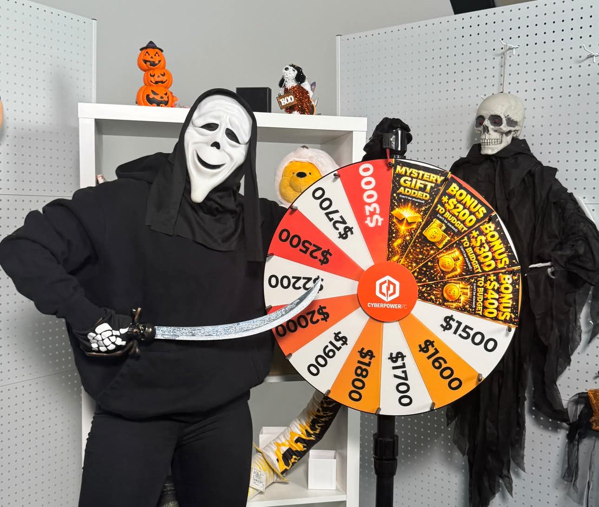 CYBERPOWERPC's tweet photo. Ghostface is ready to SPIN… are YOU ready to WIN?! 👀

Maybe YOU’LL be the lucky winner walking away with a FREE GAMING PC in our NEXT EPISODE! 🔥

Stay tuned… your luck could be next 😈🎃

#CyberPowerPC #YouPickWeBuildYouWin #GamingPC #PCGiveaway #Spooky https://t.co/MbYNxsW528