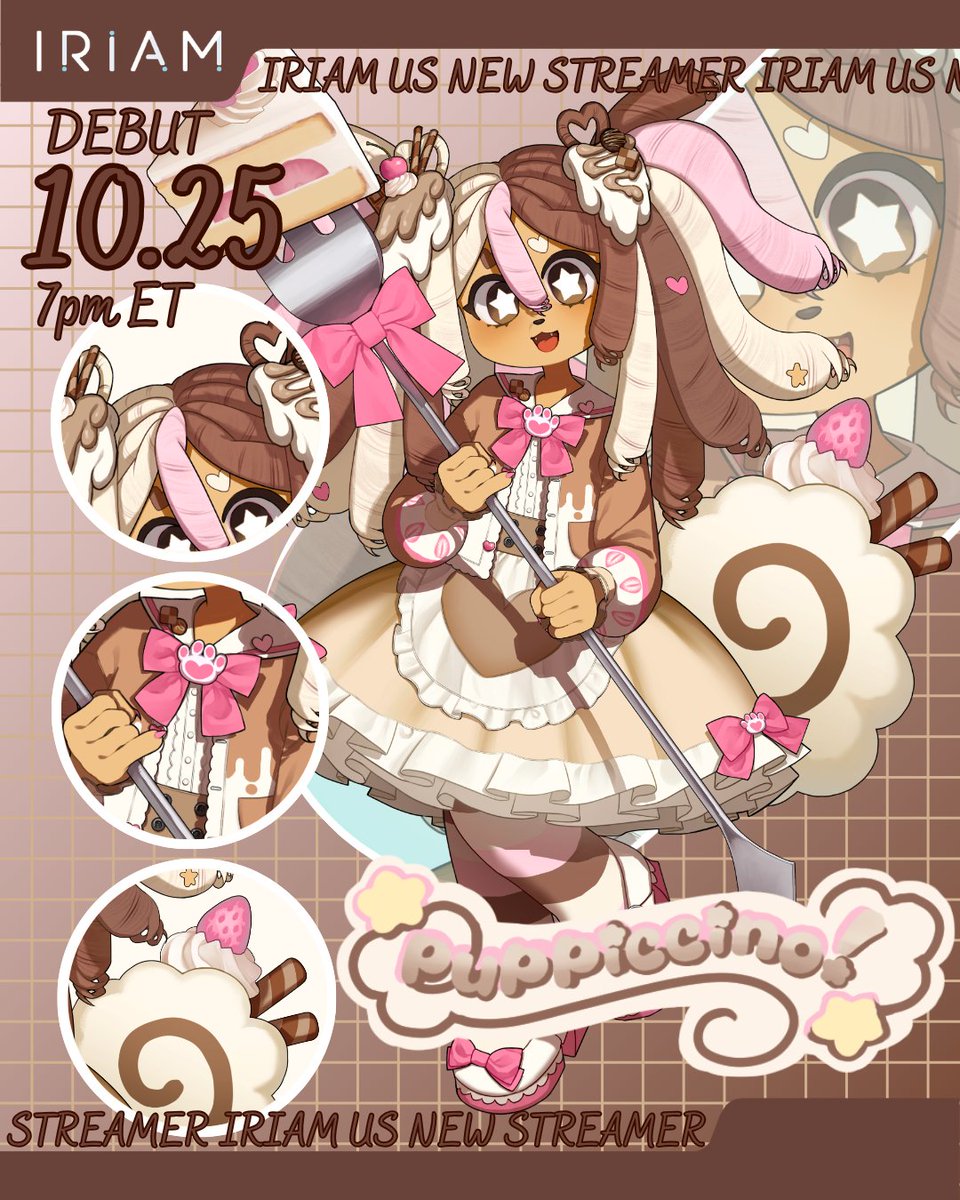 puppiccinoo's tweet photo. ruf ruf, whats that sound..? 
oh my ૮ •𖥦• აᐝ its me !!

my name's puppiccino, a living sweet treat ready to serve up hugs and cuddles just for you on @IRIAM_US ～  !!

come and visit my cozy cafe when i #JumpOnIRIAM on October 25th 7pm est !!! #IRIAMEarlyAccess ૮ ´͈ ᗜ `͈ ა♡ https://t.co/OEeOqcgupX
