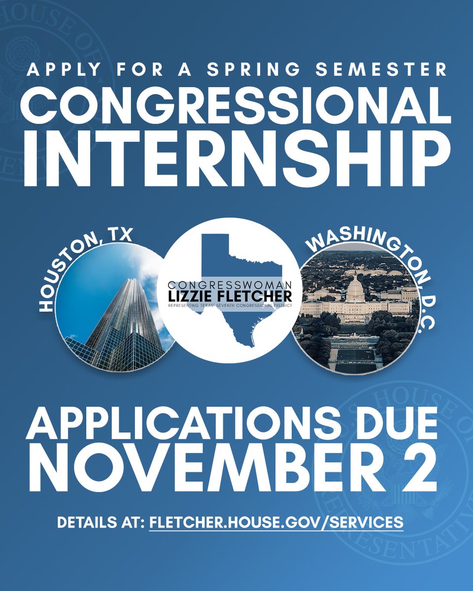 RepFletcher's tweet photo. Spring internship applications are due in two weeks! Learn more and begin the process at https://t.co/8hI7oGGaYJ. https://t.co/ZwKDeMQXSc