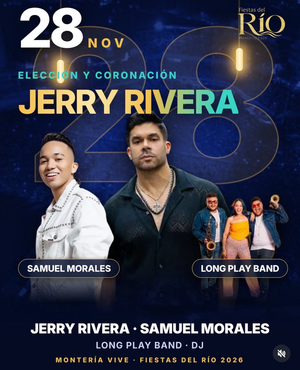 JoseRLarrarteG's tweet photo. 🔴#UnDato🔴

Así como lo anticipé desde el 1 de Octubre, la Alcaldía de Montería encabeza de nuestra Gestora Social Diana Sierra Márquez (@dianasierram) brindará una histórica versión de las Fiestas del Río 2026.

He aquí la nómina musical que se hará presente. https://t.co/olXIXRcgyx