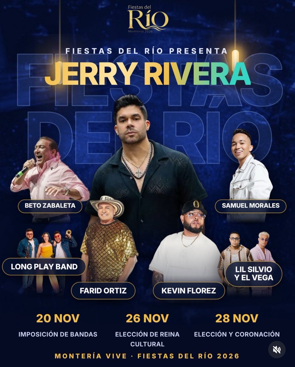 JoseRLarrarteG's tweet photo. 🔴#UnDato🔴

Así como lo anticipé desde el 1 de Octubre, la Alcaldía de Montería encabeza de nuestra Gestora Social Diana Sierra Márquez (@dianasierram) brindará una histórica versión de las Fiestas del Río 2026.

He aquí la nómina musical que se hará presente. https://t.co/olXIXRcgyx