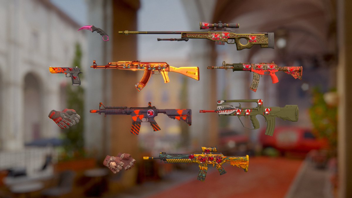 Aaron_CS2's tweet photo. Red loadout 🌹❤️

(I know Spitfire is 90% green, the red stickers help me cope &amp; Karambit is close enuff🫣) https://t.co/ofURcsaUMo