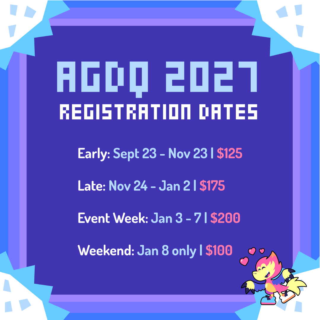 GamesDoneQuick's tweet photo. Have you registered for #AGDQ2027 yet?

Register here: https://t.co/95SXxMkL0g https://t.co/K8dSxhssLV
