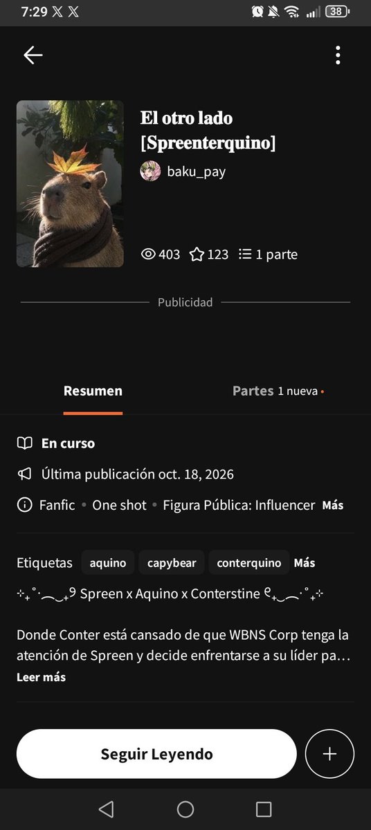 Tengo_sueni0's tweet photo. Bueno diría que estos 4 son los que más me han gustado hasta ahora en Wattpad

En Ao3 tengo este, pero se que en Wattpad tmb estaba creo: https://t.co/8PL3fNPUIS

El tema es que muchos fics no han empezado como tal, así que aún no puedo dar una opinión buena de ellos– https://t.co/dCxenoX8TH
