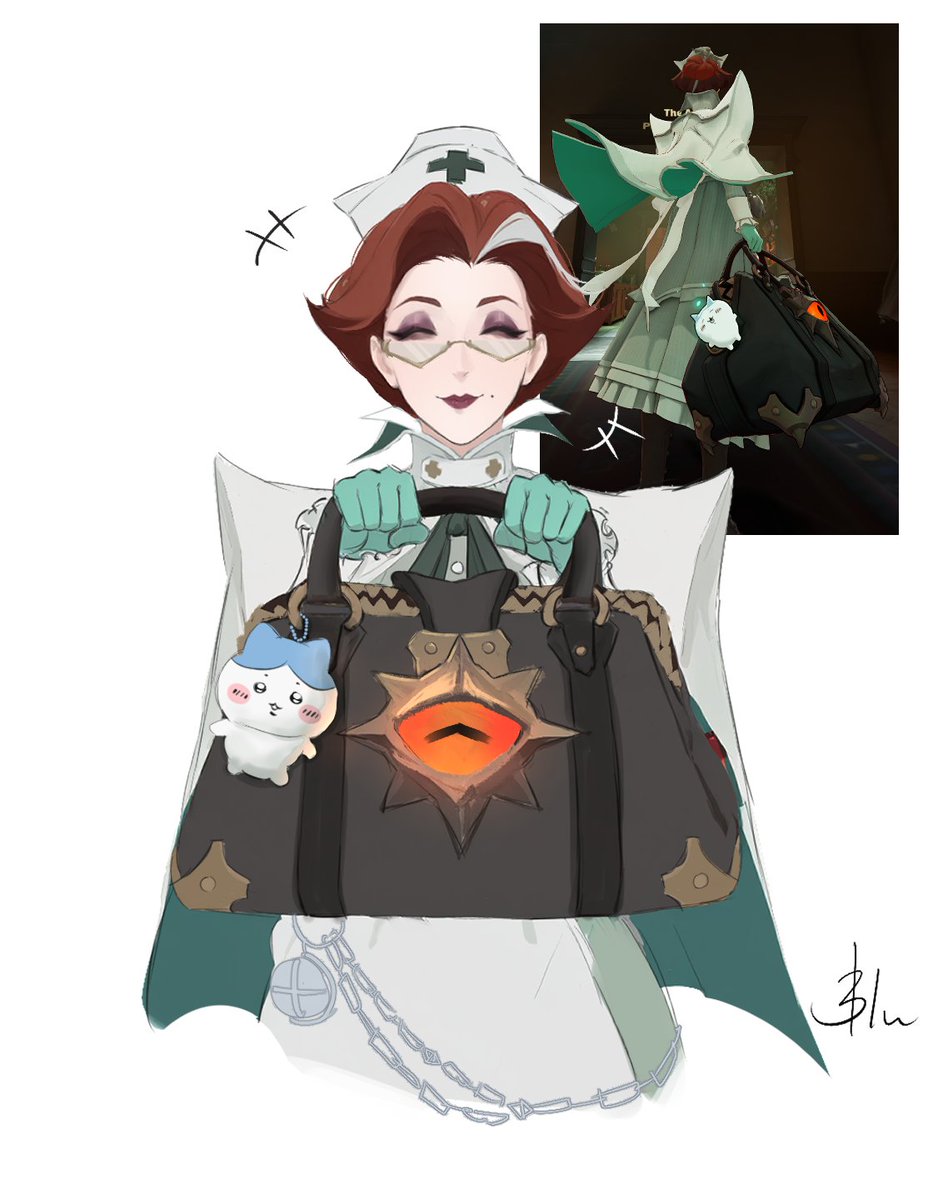 bluberryfey's tweet photo. saw that harrow keeps her soul orb on her bag in-game, and that + my hachiware soul orb mod made me hc that she collects cute plush charms for her eldritch bag 😭

#deadlock #nurseharrow https://t.co/bk8nDR63Vy