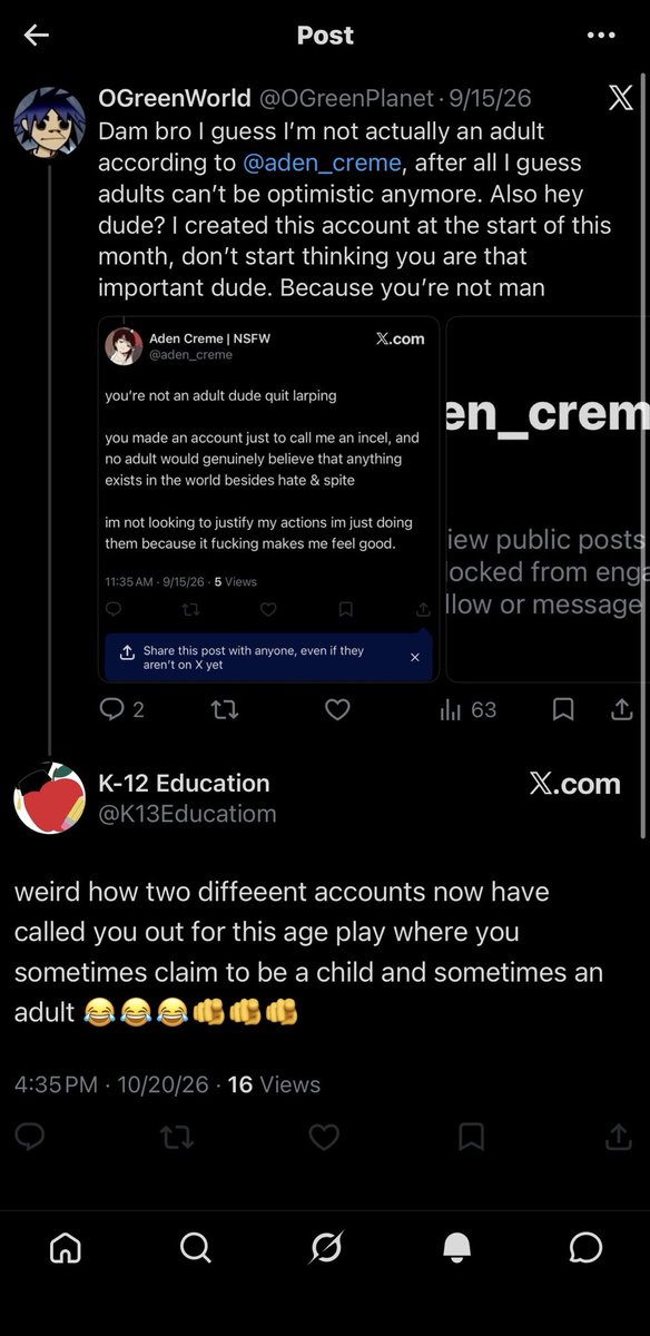 OGreenPlanet's tweet photo. @somethingidk654 @K13Educatiom Bro is fucking livid with me lol. Bro is making excuses and lies lol I cannot believe this shit lol. I legit look away for a couple minutes and come back to this lol. God I’m actually dying of laughter https://t.co/3AjP9rkoA0