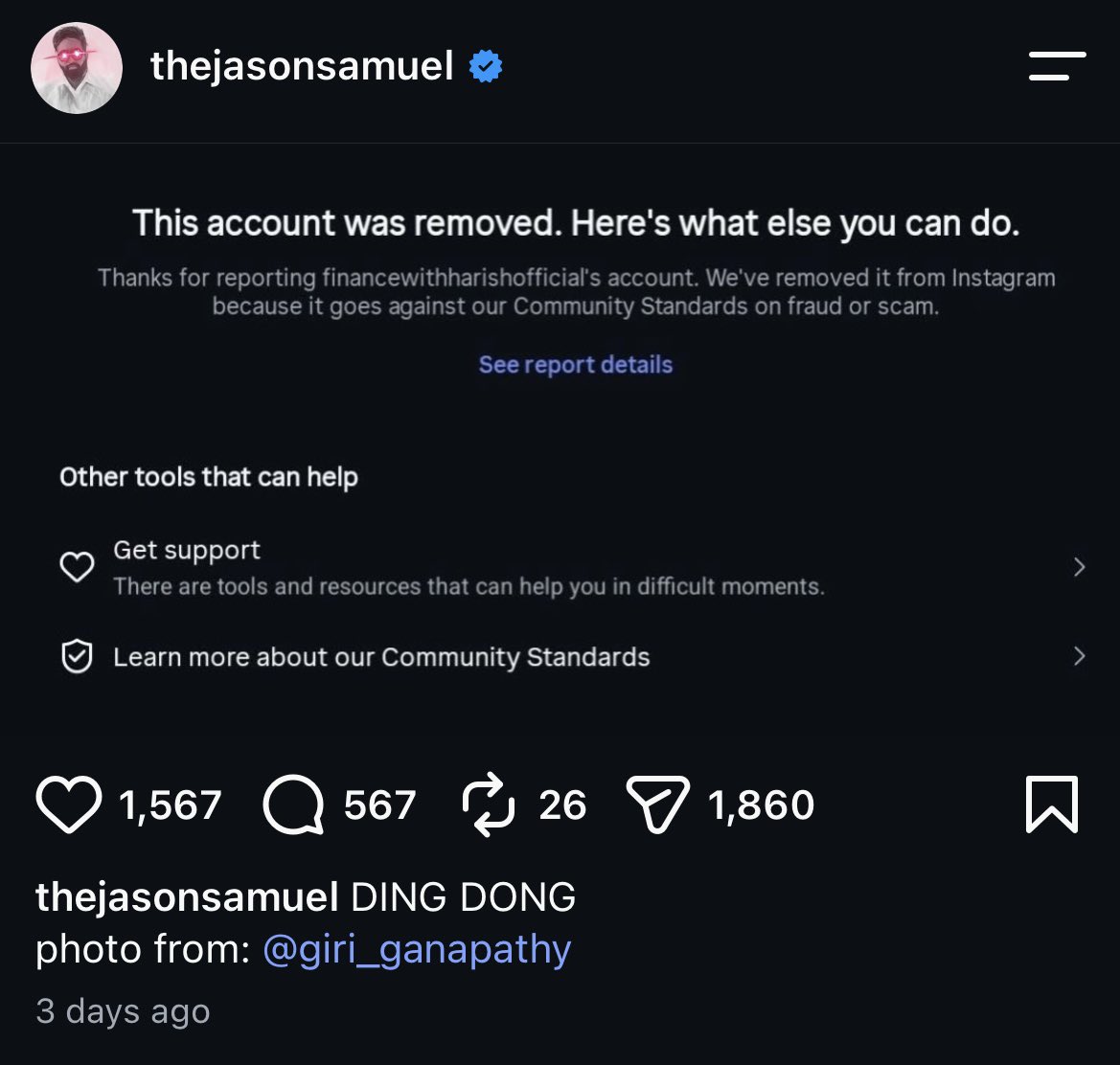 cupidloveeee's tweet photo. @vasubolshevik @ndtv @the_jasonsamuel Look at this asshole , how he was celebrating after directing his followers to report his Instagram https://t.co/9EOu6kx0E6
