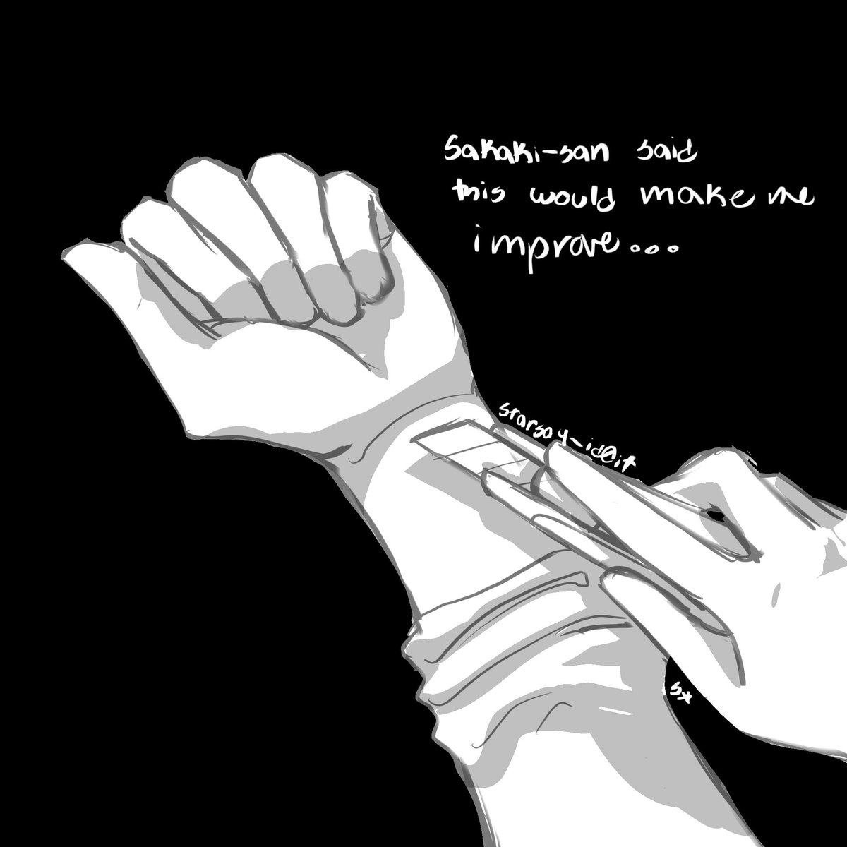 starsay_id0it's tweet photo. #prsk_FA #司天馬 
TW: SH IMPLICATIONS⚠️‼️
.
.
.
.
.
.
.
.
BTW, I don’t condone self harm in any shape or form I just found the concept quite interesting alright. https://t.co/Td3FvwxWuF