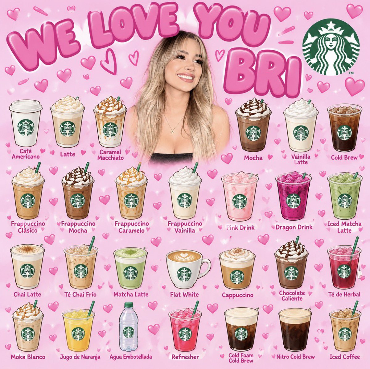 dianitalovesbri's tweet photo. Nombres de bebidas de Starbucks + tendencia

WE LOVE YOU BRI https://t.co/kiQmdZo74G