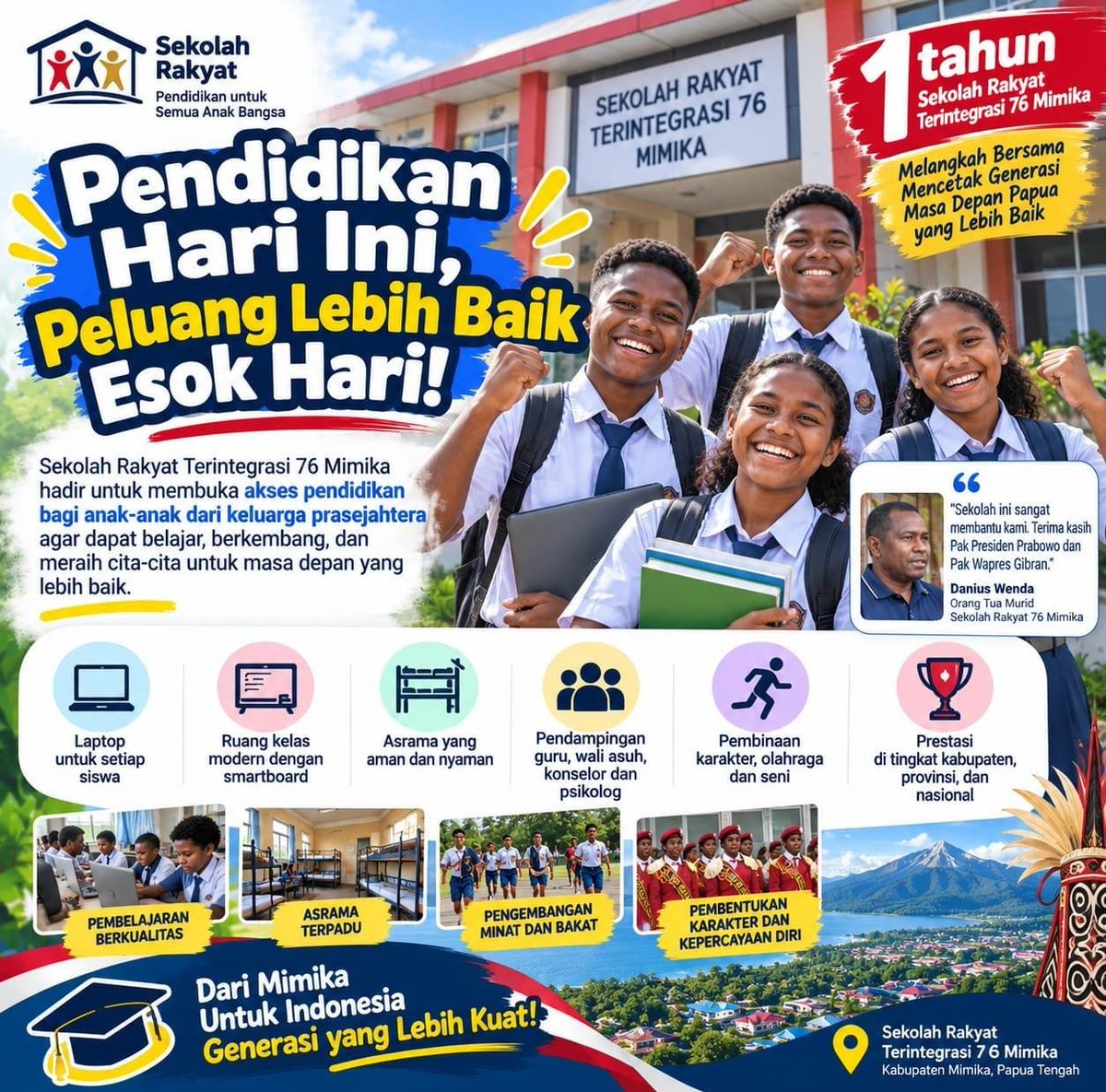 FitryFitriya20's tweet photo. Sekolah Rakyat membuka kesempatan belajar dan berkembang bagi anak-anak dari keluarga prasejahtera agar dapat meraih cita-cita dan membangun masa depan yang lebih baik
#SekolahRakyat #PendidikanUntukSemua #PendidikanIndonesia https://t.co/f7F1EdOdbX