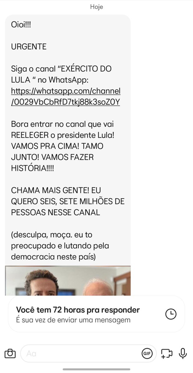 soellejantos's tweet photo. 5 dias pro segundo turno: acabei de receber uma msg no bumble de um cara falando pra eu entrar no exército do lula https://t.co/RJQuZhZkun