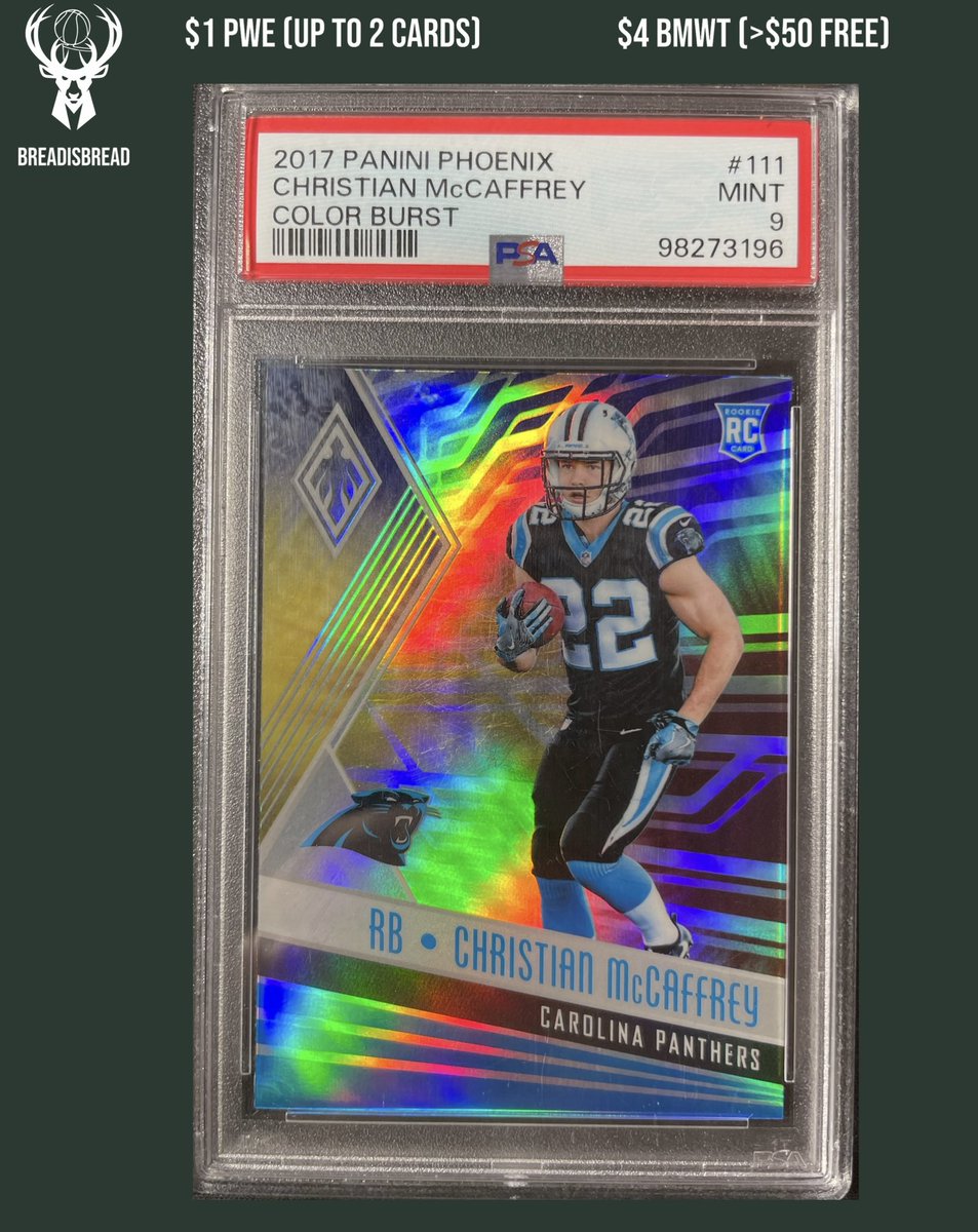 breadisbread_'s tweet photo. Christian McCaffrey
Phoenix Color Burst PSA 9
$70

Reply take to claim. Sale ends 10/22 https://t.co/GLsW3rk2bZ