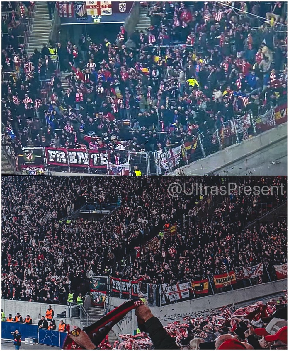 UltrasPresent's tweet photo. El FRENTE 🔴⚪️🇪🇸 con su pancarta presentes en el estadio MHPArena de Stuttgart 🇩🇪

VfB Stuttgart - Atlético de Madrid.
#ChampionsLeague https://t.co/hum3vwK6Ct