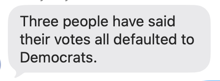 WeThePeopleKS's tweet photo. This is real. Multiple reports to our team that the voting machines in Johnson County are defaulting to the Democrat candidate when selecting a Republican. 

If your race gets stolen, are you still going to champion electronic voting, @RealPatProctor?

@DHSgov 
@AAGDhillon 
@KSAGOffice 
@KansasSOS