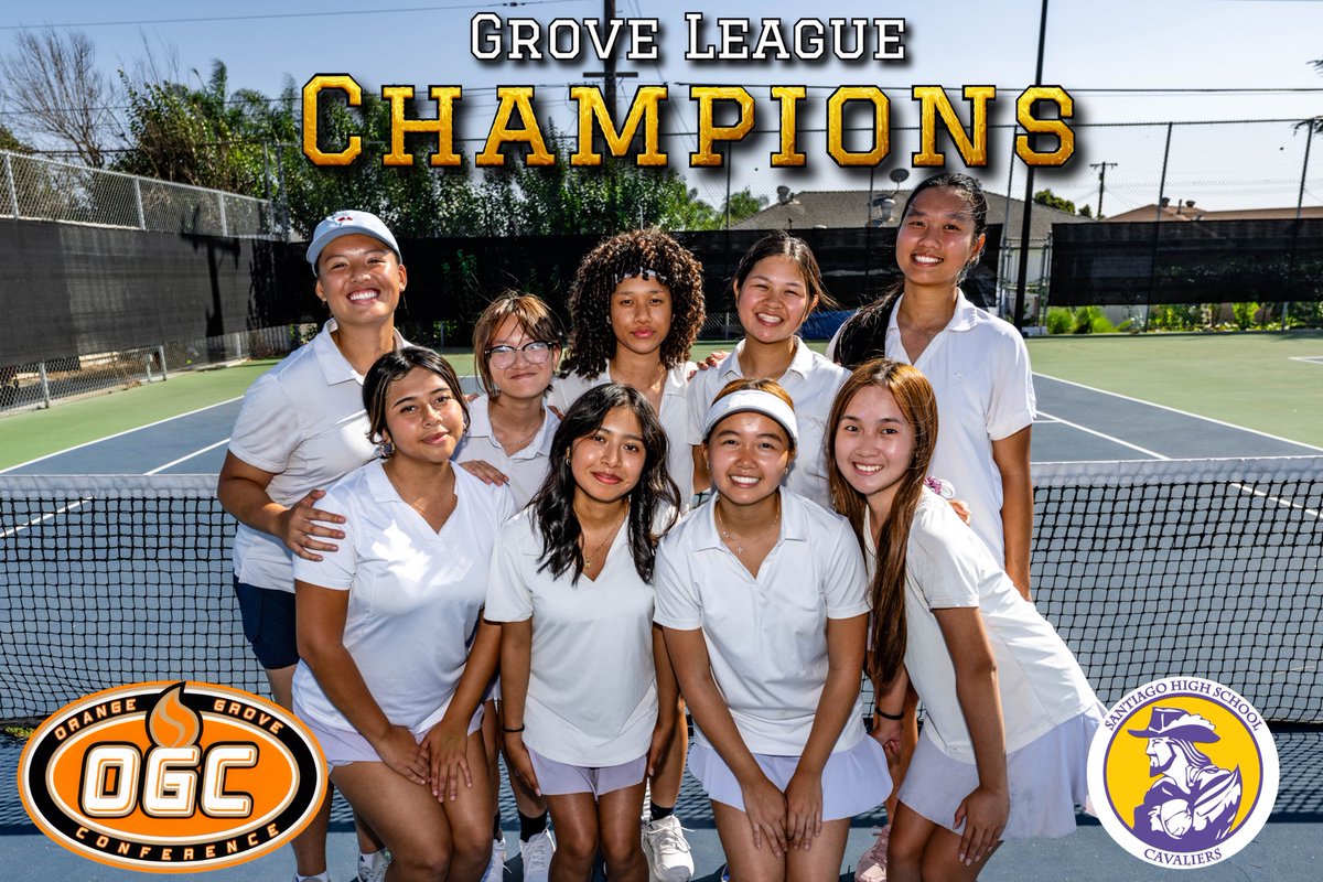 ggusdathletics's tweet photo. For the 1st time since 1994, Santiago girls tennis are league champions! The Cavaliers finished 7-1 in the Groves league. This is their 3rd league title overall. #ggusdtennis #shscavaliers https://t.co/TgZBBBbwI3