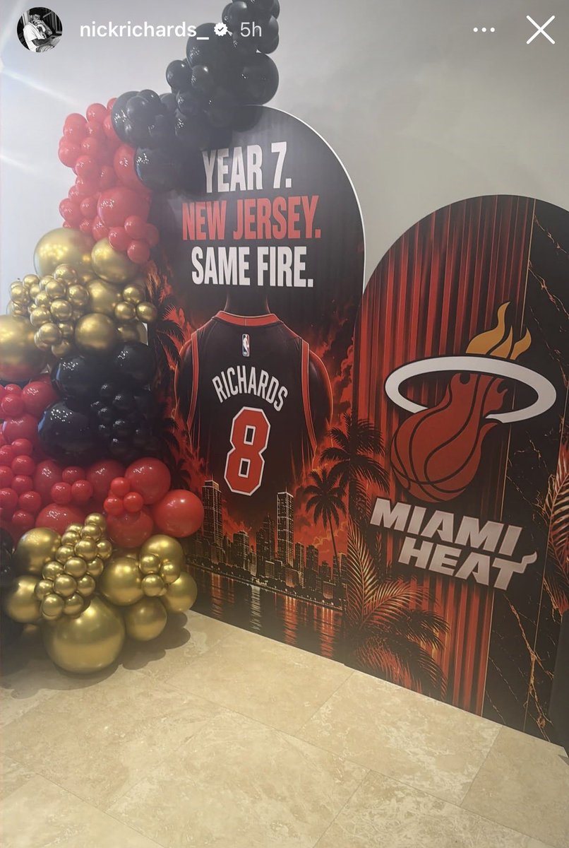 WadexFlash's tweet photo. Looks like Nick Richards contract with the Miami Heat has been guaranteed.

He posted himself celebrating year 7 as a Heat player.

I’m glad we kept him. https://t.co/i3ypUGksOs