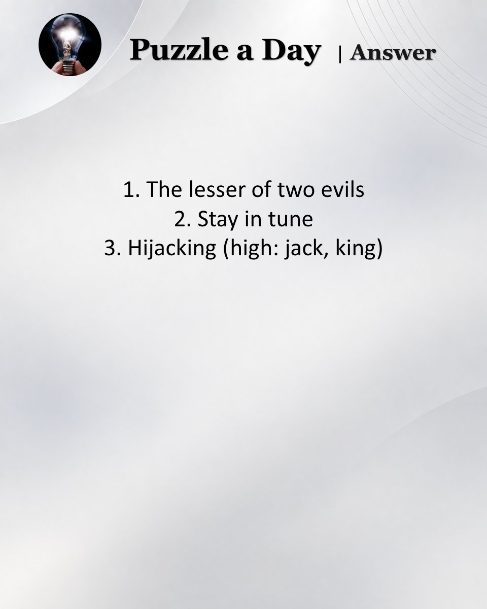 PuzzleADayBlog's tweet photo. Answers for 'Three Rebus Puzzles' https://t.co/3qeb2DfGU0