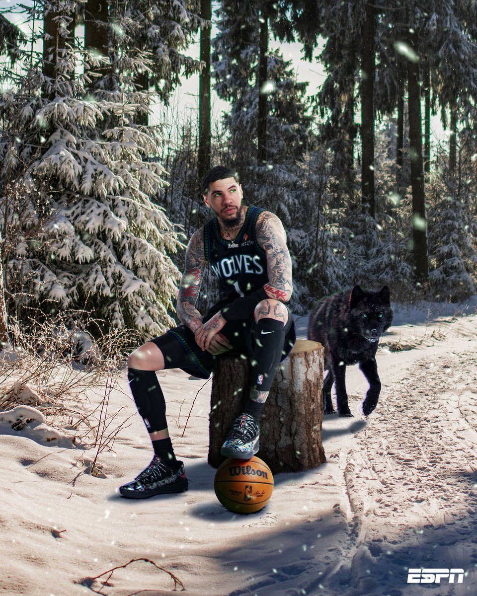 SportsCenter's tweet photo. THE PACK JUST GOT MORE DANGEROUS 🐺

A new chapter in the North begins as LaMelo Ball brings his signature flair to Minnesota 🌲 https://t.co/fR0dWgsMtN
