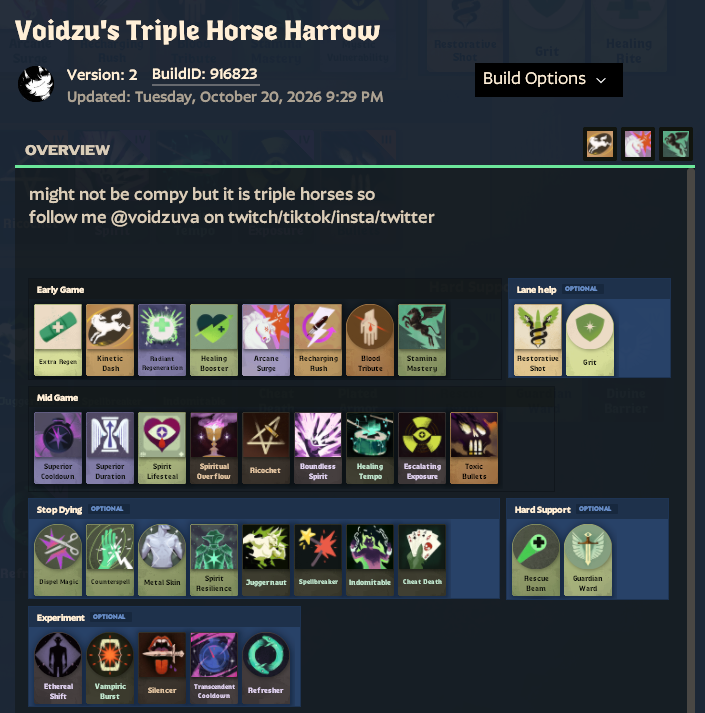 voidzuva's tweet photo. if anyone wants to try my build that i havent really tested yet.. go for it.. ive only gotten one nurse game so far, more tomorrow. if double horse could work, surely Triple Horse Harrow could work https://t.co/qG39oMxh4J