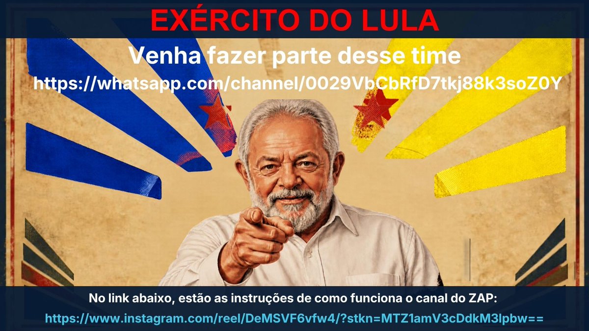 BoraLula13_'s tweet photo. Você já faz parte do canal Exército do Lula? Acesse o link abaixo e ajude o @LulaOficial a se reeleger Presidente e a salvar a democracia brasileira da extrema direita. https://t.co/eQQR875yff