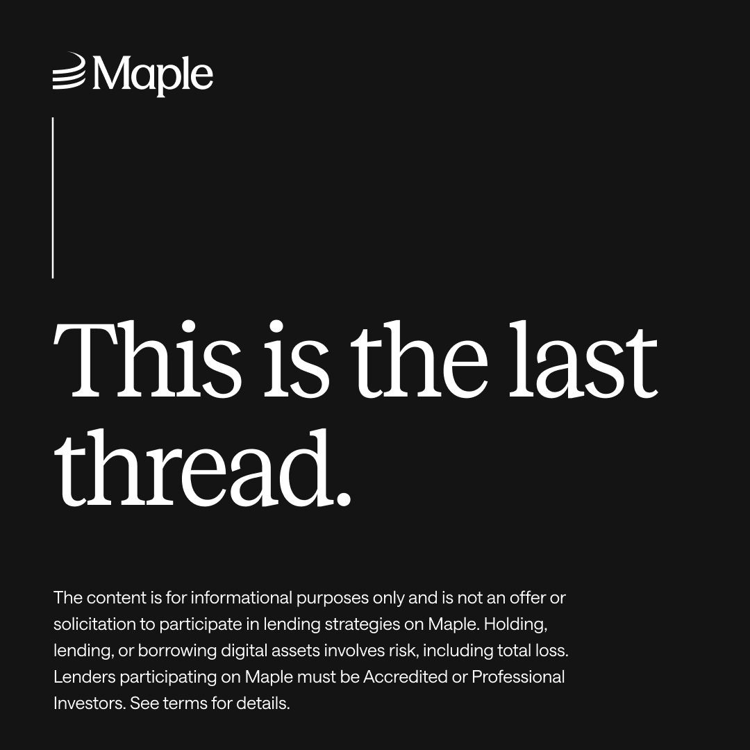 maplefinance's tweet photo. As reported today, emerging markets adopt stablecoins out of need: Unstable currencies, cash-heavy economies, and rails that stop at the border. Once people hold dollars, credit comes next, and it needs a lender that underwrites it, which is Maple's business. Final instalment tomorrow. Hint: It's about the third accelerant... And it's wild.