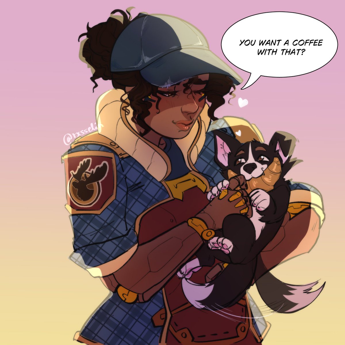 rxsselin's tweet photo. #OWtober DAY 12: Hero's pet!

Everyone say: HI MURPHY 🥰!!
#Overwatchfanart https://t.co/v99K3w58LR