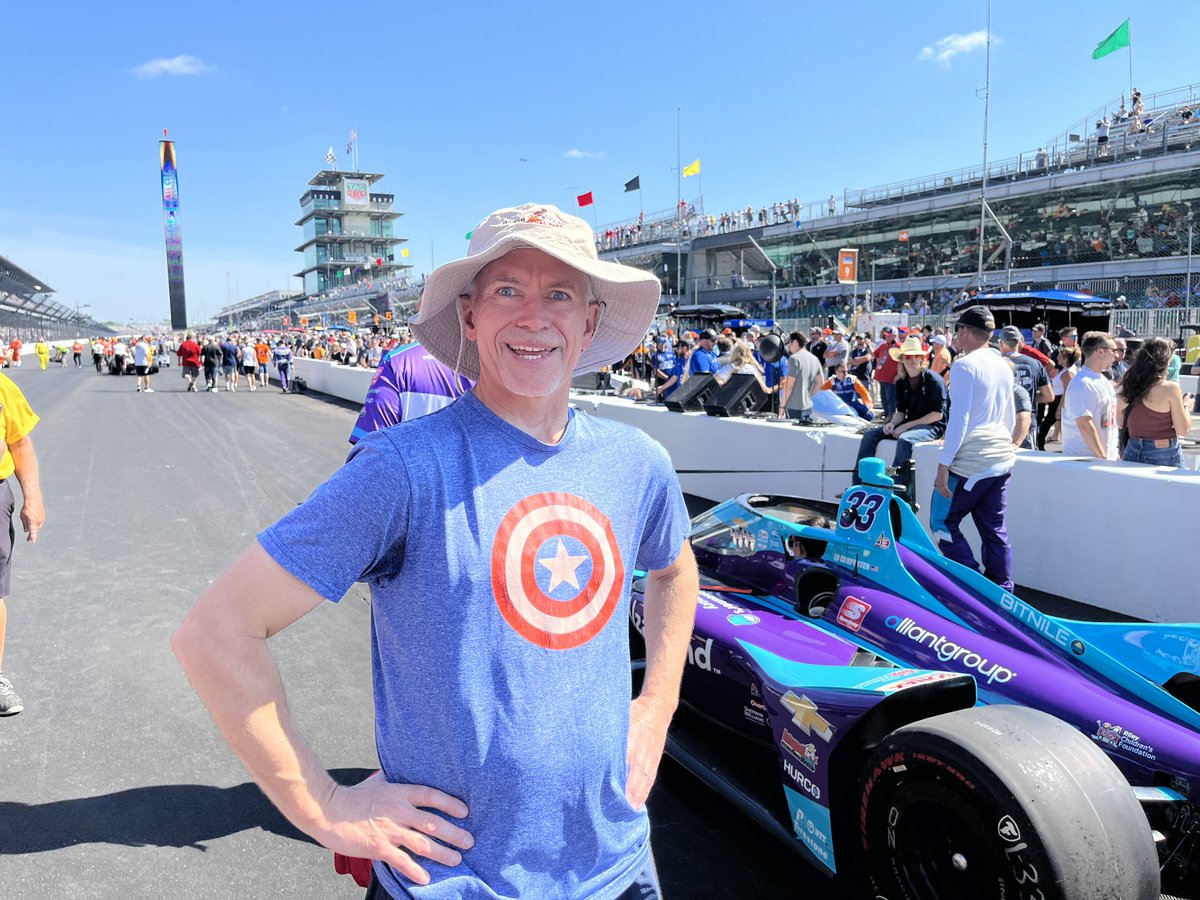 LiveaMemory's tweet photo. A4: Share a photo of a travel activity from a unique location.👍
Well … my memory takes me back to the front Front Straightaway at the Indianapolis Motor Speedway!😀🏎️
Hanging out on the track just a few hours before the Green Flag is waved is soooooo coooooool!🏁
#TRLT @LindaPeters64 
@TheTravelCamel @t_jh2009