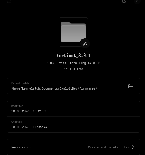 kernelstub's tweet photo. Decrypted the whole Fortinet 8.0.1, found vulns and encryption keys were dumped from memory, rootfs is also decrypted. 

The size is pissing me off, wym its 44 GB.... https://t.co/dOvU5upxYY